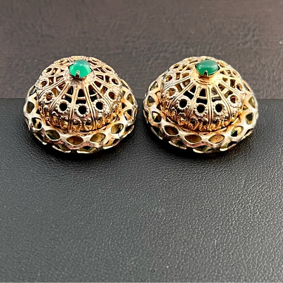 Vintage Kenneth Jay Lane domed clip on earrings - Picture 2 of 9